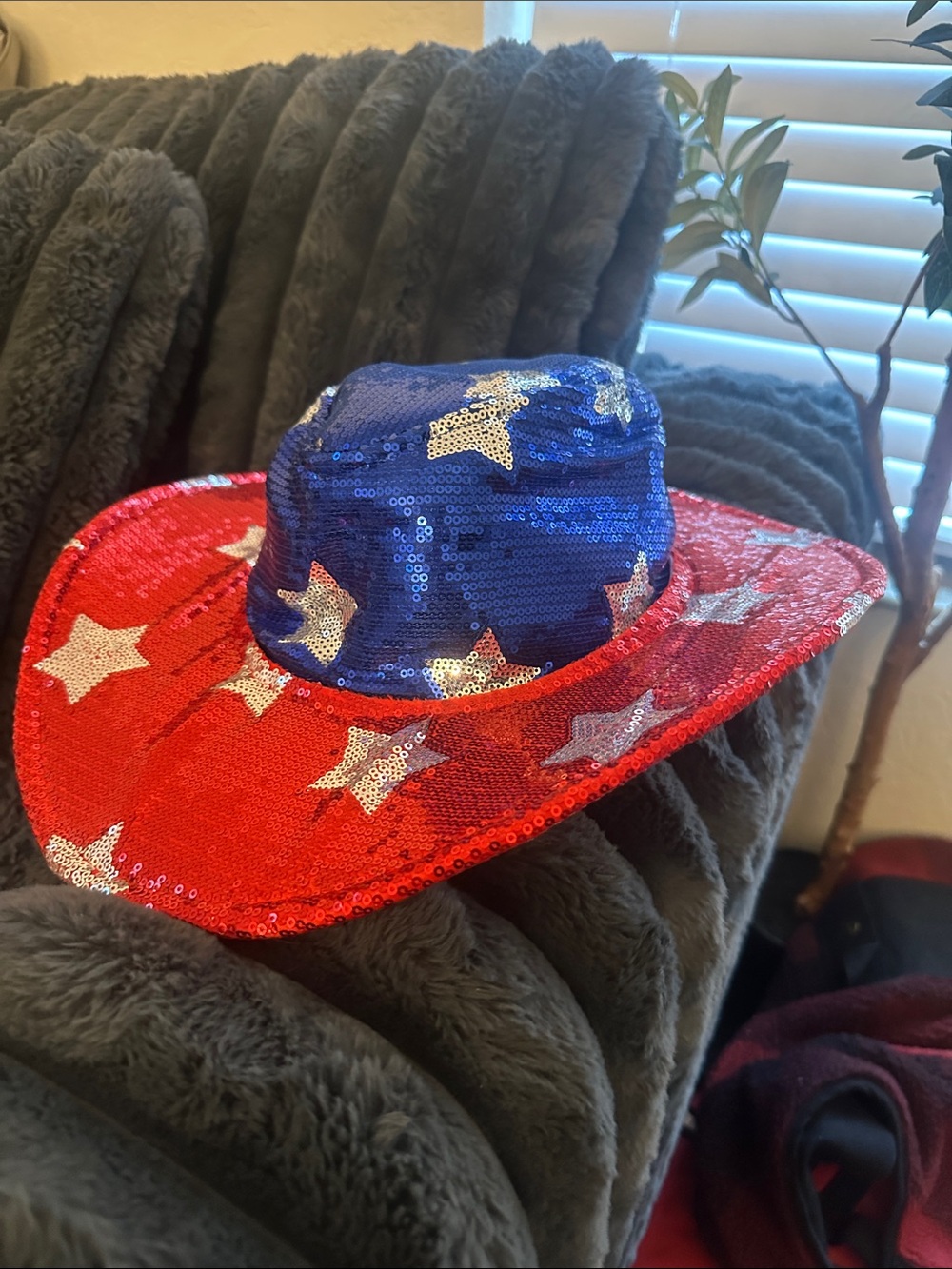 Kids Sequin Star Cowboy Hat - Red & Blue